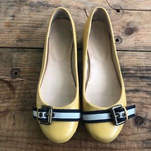 Boden 37 Yellow Buckle Cap Toe Flats Shoes